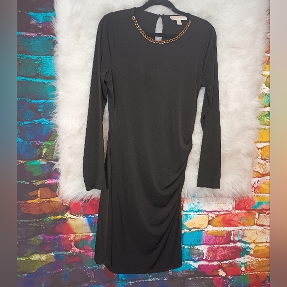 Michael Kors Black and Gold Long Sleeve Dress Size L - Picture 8 of 9